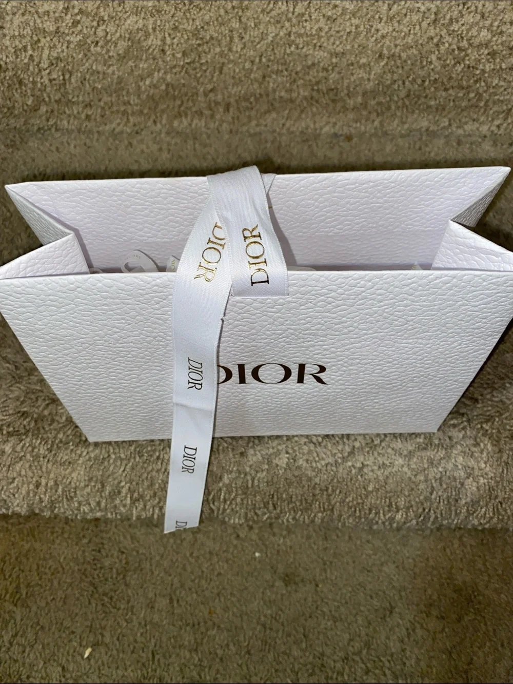 Dior White Gift Totes with Gold Logo